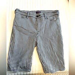 NYDJ plaid white and blue jean shorts